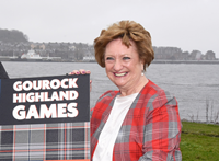 Dr Liz Cameron at the launch of the 2023 Gourock Highland Games